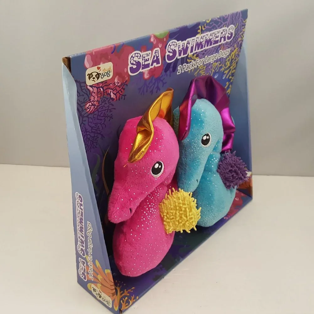Sea Swimmers 2 Pack Squeaker Toys For Large Dogs by Think Dog